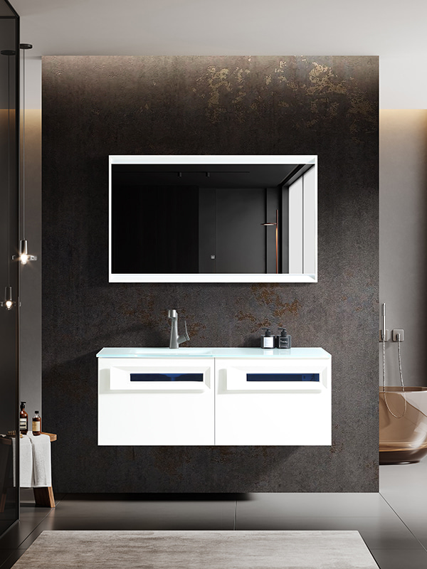 LED Radar sensors Bathroom cabinet White Wall mounted Bathroom Cabinet Vanity set with Single bowl